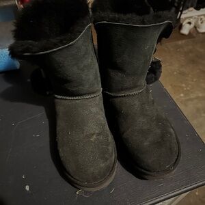 Black Suede Fur-Lined Boots